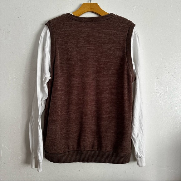 Mens brown sweater vest by OHOO - Picture 2 of 3